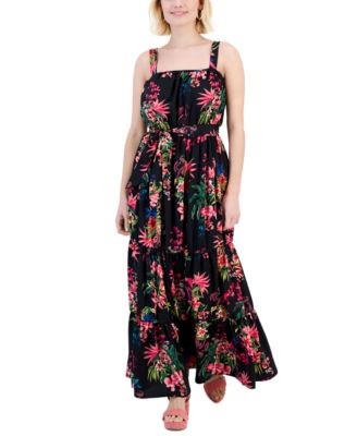 I.N.C. International Concepts - Petite Tiered Tie-Belt Dress
