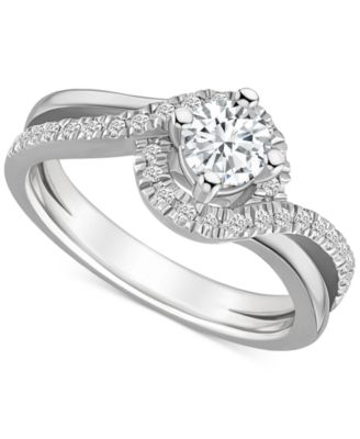 Macy's - Diamond Swirl Halo Engagement Ring (3/4 ct. t.w.) in 14k Gold
