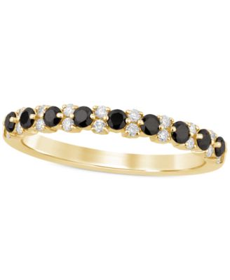 Macy's - Black Diamond (1/4 ct. t.w.) & White Diamond (1/8 ct. t.w.) Stack Band in 14k Gold