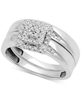 Macy's - Diamond Square Cluster Bridal Set (1/4 ct. t.w.) in 14k White Gold