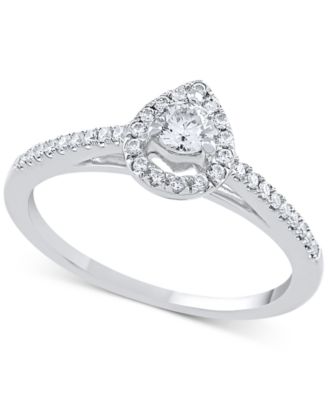 Macy's - Diamond Teardrop Halo Engagement Ring (1/4 ct. t.w.) in 14k Gold
