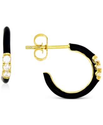 Macy's - Cubic Zirconia & Enamel Small C-Hoop Earrings, 0.55"