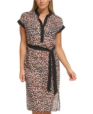 DKNY - Women's Chiffon Midi Dress Animal-Print Swim Cover-Up