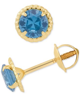 Macy's - Children's Cubic Zirconia Beaded Frame Stud Earrings in 14k Gold