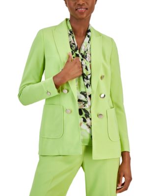 Anne Klein - Women's Peak-Lapel Relaxed Buttoned-Cuff Blazer