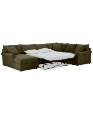 Furniture - 3-Pc. Fabric Sectional Chaise Sleeper Sofa