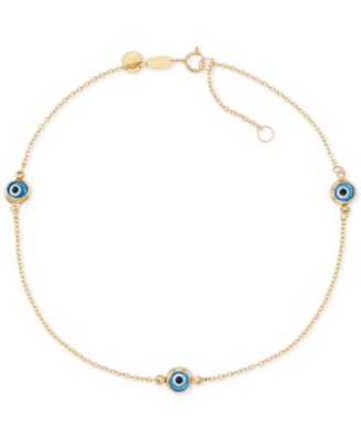 Macy's - Beaded Evil Eye Anklet in 14k Gold