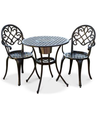 Noble House - Lellman Cast Aluminum Outdoor Bistro Set, Direct Ship