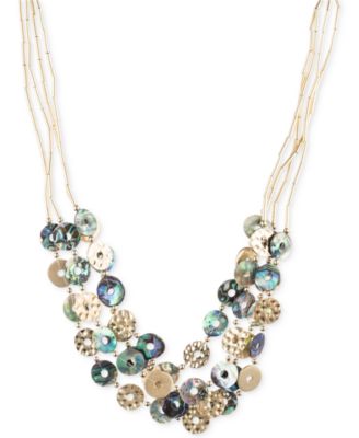 lonna & lilly - Gold-Tone Tube Chain Multi-Disc Collar Necklace