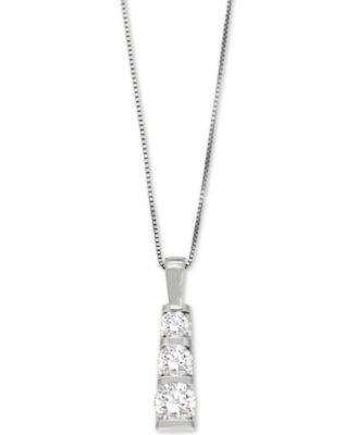 Macy's - Diamond Three-Stone Linear Pendant Necklace (3/4 ct. t.w.)