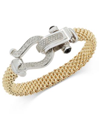 Macy's - Diamond Horseshoe Clasp Mesh Bracelet (5/8 ct. t.w.) in 14k Gold-Plated Sterling Silver , 14k Rose Gold-Plated Sterling Silver (Also available in Sterling Silver)