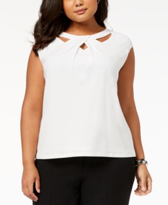 Kasper - Plus Size Crossover Cutout Top