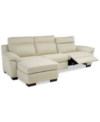 Furniture - Leather Sectional Sofa With 1 Power Recliner, Power Headrests, Chaise And USB Power Outlet