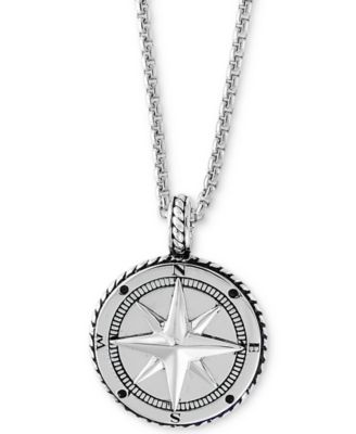 EFFY Collection - Men's Compass 22" Pendant Necklace in Sterling Silver