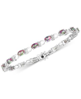 Macy's - Amethyst (6 ct. t.w.) & Diamond Accent Link Bracelet in Sterling Silver (Also available in Garnet, Mystic Topaz & Peridot)