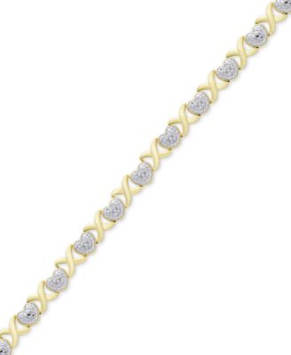 Macy's - Diamond Accent Heart  X Link Bracelet in Silver-Plate