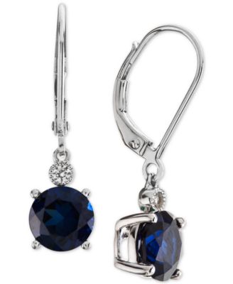 Macy's - Lab-Created Sapphire (2-7/8 ct. t.w.) & White Sapphire Accent Drop Earrings in Sterling Silver (Also Available in Lab-Created Emerald & Ruby)