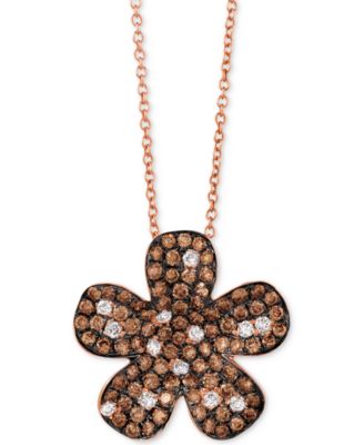 Le Vian - Diamond Flower 18" Pendant Necklace (1-3/8 ct. t.w.) in 14k Rose Gold