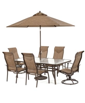 Agio - Oasis Outdoor 7 Piece Set: 84" x 42" Dining Table, 4 Dining Chairs and 2 Swivel Chairs