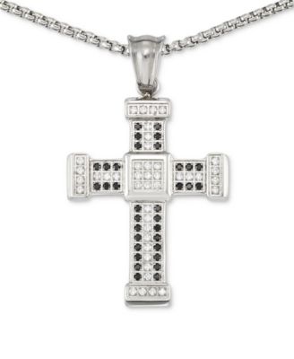 LEGACY for MEN by Simone I. Smith - Men's Crystal Cross 24" Pendant Necklace in Stainless Steel