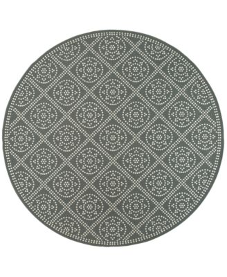 Oriental Weavers - Marina 3969L Gray/Ivory 7'10" Indoor/Outdoor Round Area Rug