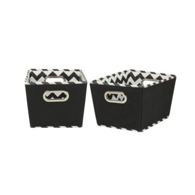 Household Essentials - 2-Tone Small Tapered Storage Bins, Black
