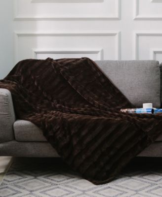 Cheer Collection - Ultra Soft Faux Fur to Microplush Reversible Cozy Warm Throw Blanket