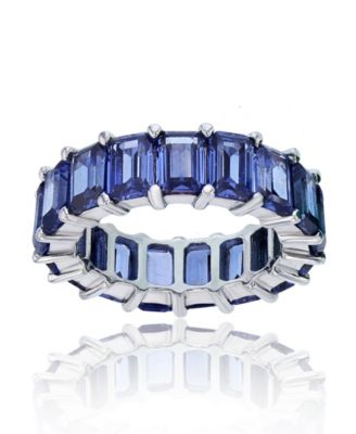Macy's - Purple Emerald Cut Cubic Zirconia Eternity Band in Rhodium Plated Sterling Silver