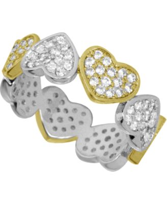 Essentials - Cubic Zirconia Heart Ring in Fine Silver- and Gold-Plate