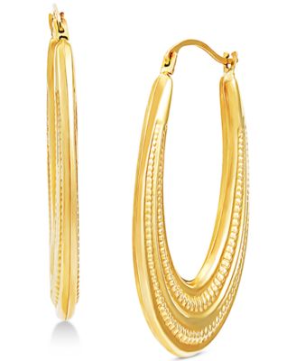 Macy's - Beaded Oval Hoop Earrings in 14k Gold