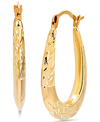 Macy's - Textured Oval Hoop Earrings in 14k Gold