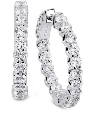 Arabella - Swarovski Zirconia Small In & Out Hoop Earrings in Sterling Silver or 18k Gold Plated Sterling Silver