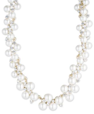 Anne Klein - Pearl Cluster Collar Necklace, 18"