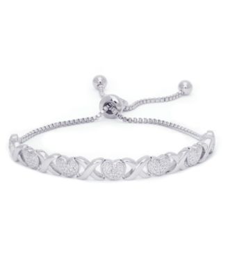 Macy's - Diamond Accent Heart  X Link Bracelet in Rose Gold-Plate