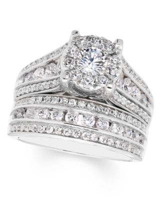 Macy's - Diamond Halo Bridal Set 2 ct. t.w. in 14k White Gold