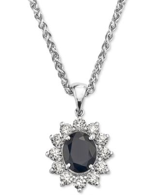 EFFY Collection - Sapphire (2-7/8 ct. t.w.) & Diamond (1-3/8 ct. t.w.) 18" Pendant Necklace in 14k White Gold