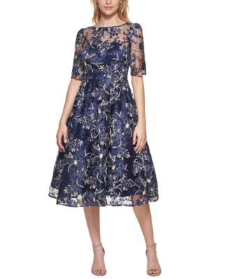 Eliza J - Embroidered Sequin Midi Dress