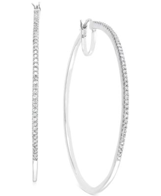 Macy's - Diamond Oversized Hoop Earrings in 14k Gold over Sterling Silver (1/2 ct. t.w.)