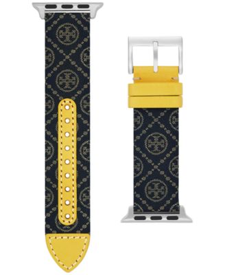 Tory Burch - Interchangeable Monogram Navy, Gray & Lemon Leather Strap For Apple Watch&reg; 38mm/40mm