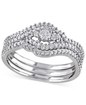 Macy's - Diamond Cluster 3-Pc. Bridal Set (1/2 ct. t.w.) in 14k White Gold