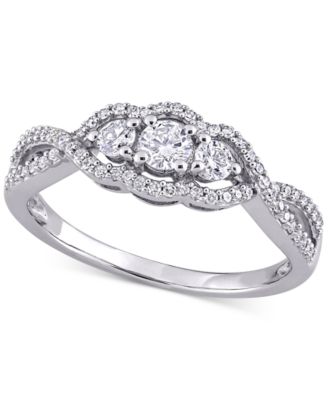 Macy's - xDiamond Three Stone Engagement Ring (1/2 ct. t.w.) in 14k White Gold