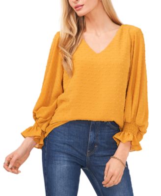 Vince Camuto - Clip-Dot Smocked-Cuff Top