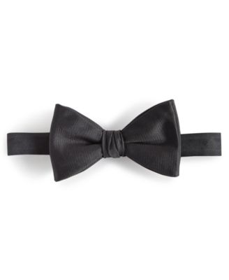 HUGO - Men's Burgundy Ribbed Silk Pre-Tied Bow Tie