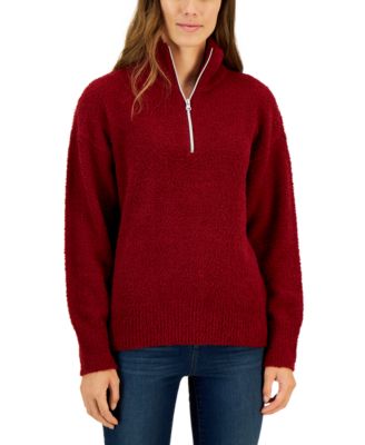Style & Co - Women's Solid-Color Mock-Neck Quarter-Zip Sweater