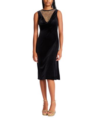 Betsey Johnson - Women's Embellished Velvet Bodycon Dress
