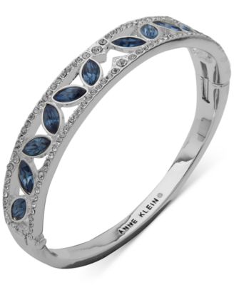 Anne Klein - Silver-Tone Pav&eacute; & Navette Color Crystal Open Bangle Bracelet