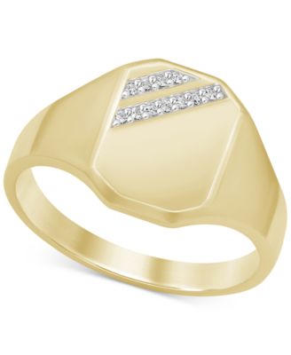 Macy's - Men's Diamond Polished Signet Ring (1/20 ct. t.w.) in 10k Gold