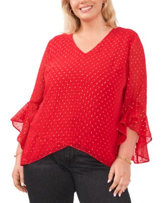 Vince Camuto - Plus Size Textured Flutter-Sleeve Top