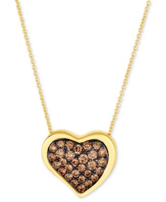 Le Vian - GODIVA x &reg; Chocolate Ganache Heart Pendant Necklace Featuring Chocolate Diamond (5/8 ct. t.w.) in 14k Gold