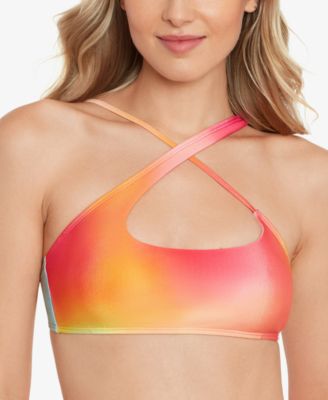 Salt + Cove - Juniors' Printed Crisscross-Strap Bikini Top